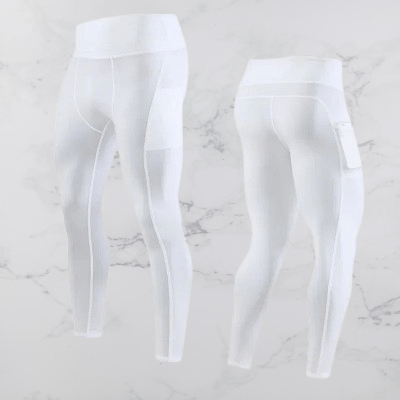 Pantalon yoga homme - FitnessLycraPants™ - Blanc - Namasté Yoga Shop