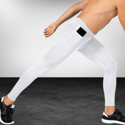 Pantalon yoga homme - FitnessLycraPants™ - Blanc - Namasté Yoga Shop